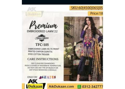 Beautiful Collection of 3 PC  Lawn With Embroidery Work  aikdukaan - 3/8