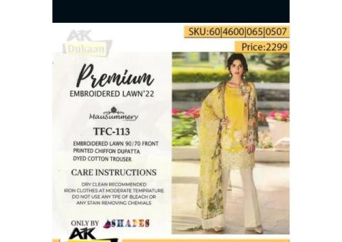 Beautiful Collection of 3 PC  Lawn With Embroidery Work  aikdukaan - 4/8