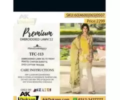 Beautiful Collection of 3 PC  Lawn With Embroidery Work  aikdukaan - 4