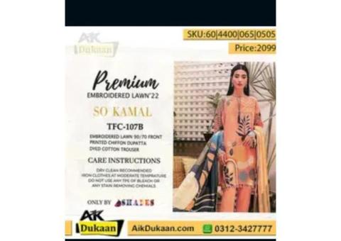 Beautiful Collection of 3 PC  Lawn With Embroidery Work  aikdukaan - 7/8