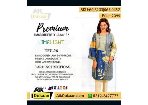 Premium Embroidered Lawn-3 PC Sanoor ,aikdukaan - 1/8