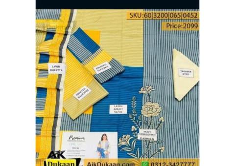 Premium Embroidered Lawn-3 PC Sanoor ,aikdukaan - 2/8