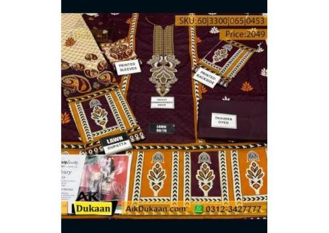 Premium Embroidered Lawn-3 PC Sanoor ,aikdukaan - 4/8