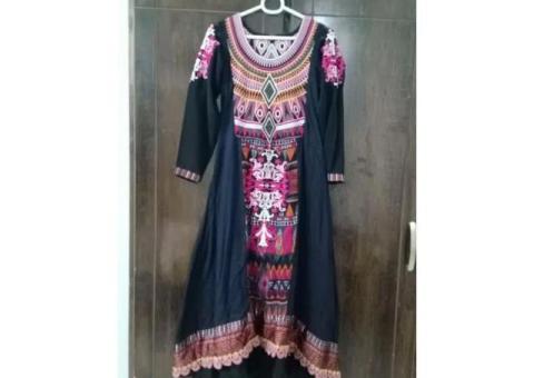 Fully embroidered black Maxi(frock - 2/2