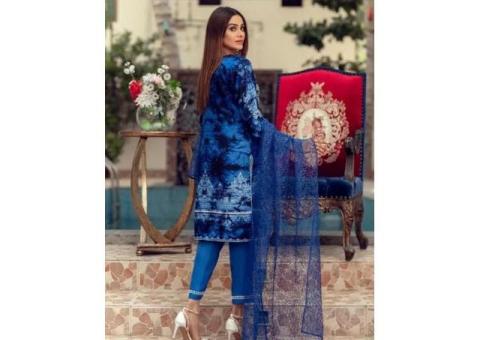 Sunaina Malai Unstitched 3Pcs Suit Eid Dress Kameez Shalwar - 2/2
