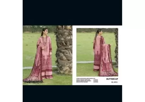 3 PCs original digital printed embroidered lawn suit