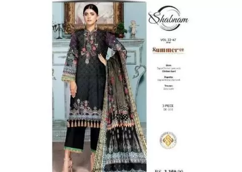 Unstitched 3-Piece Printed Lawn Suit with Chiffon Dupatta Season - 1/3