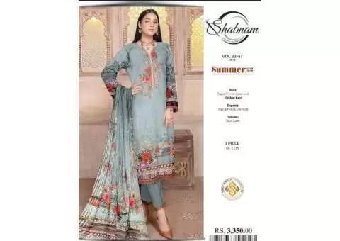 Unstitched 3-Piece Printed Lawn Suit with Chiffon Dupatta Season - 2/3