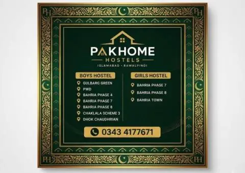 Hostels in Gulberg, PWD, Bahria, Chaklala | Rooms Available