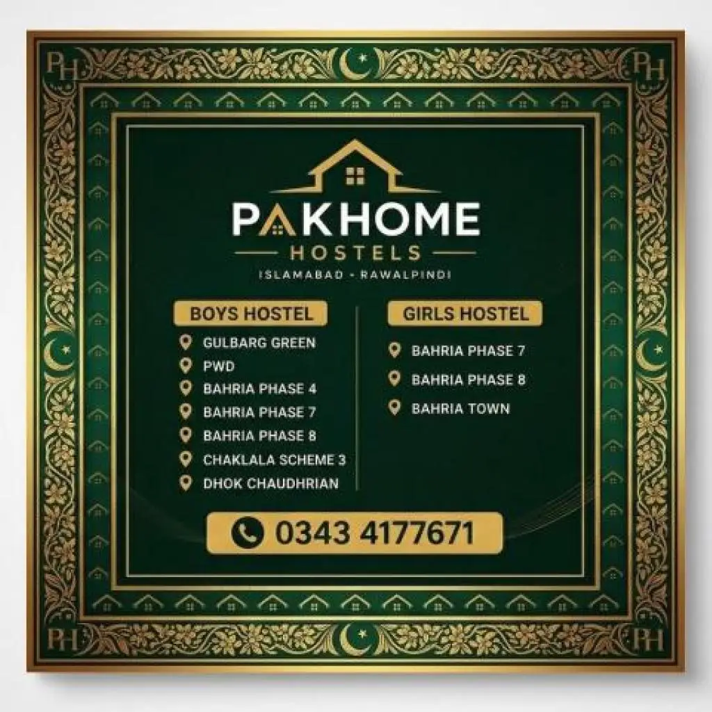 Hostels in Gulberg, PWD, Bahria, Chaklala | Rooms Available