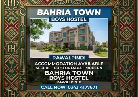 Boys Hostel Bahria Town Phase 4/7/8 | Luxury Rooms Available