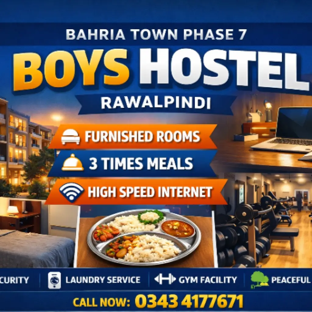Student Friendly Boys Hostel in Bahria Phase 7 – Peaceful Living
