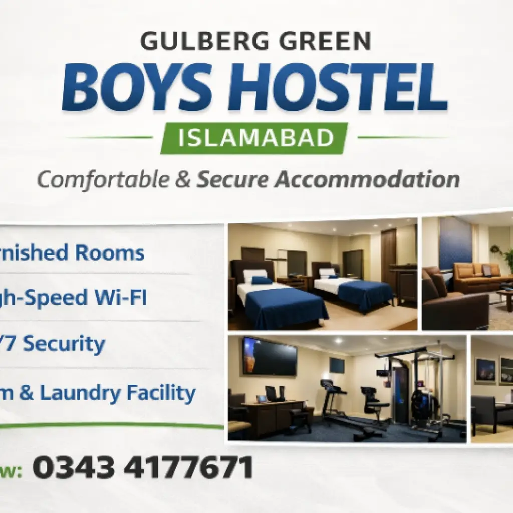 Modern Boys Hostel in Gulberg Greens – Clean Rooms & Prime Location