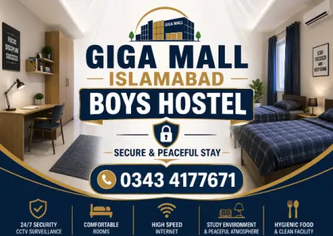 Giga Mall Islamabad Boys Hostel – Secure & Peaceful Stay