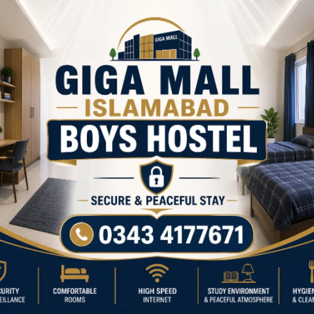 Giga Mall Islamabad Boys Hostel – Secure & Peaceful Stay