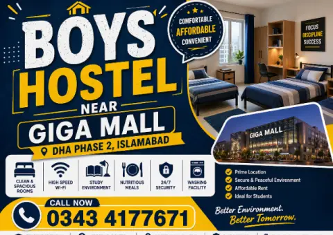 Boys Hostel Near Giga Mall DHA Phase 2 Islamabad