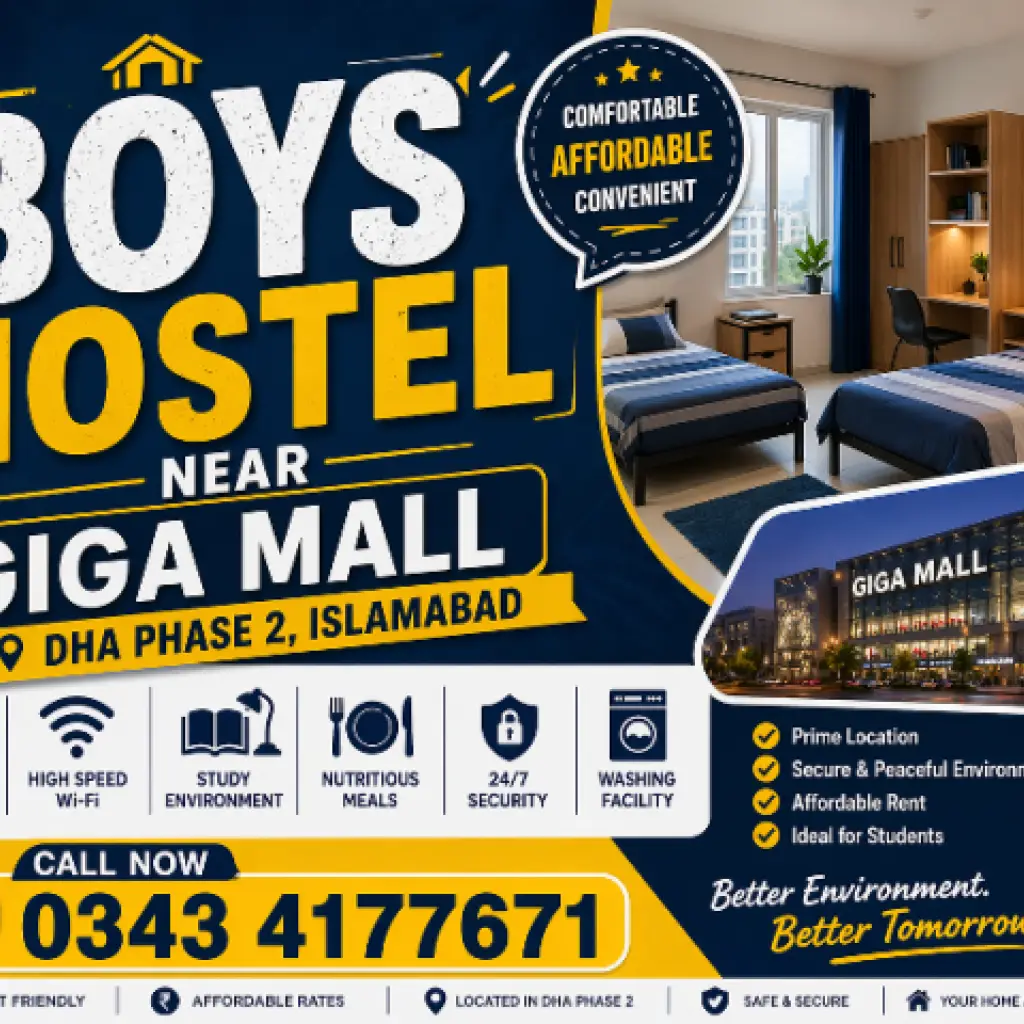 Boys Hostel Near Giga Mall DHA Phase 2 Islamabad