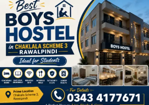 Best Boys Hostel in Chaklala Scheme 3 Rawalpindi | Ideal for Students