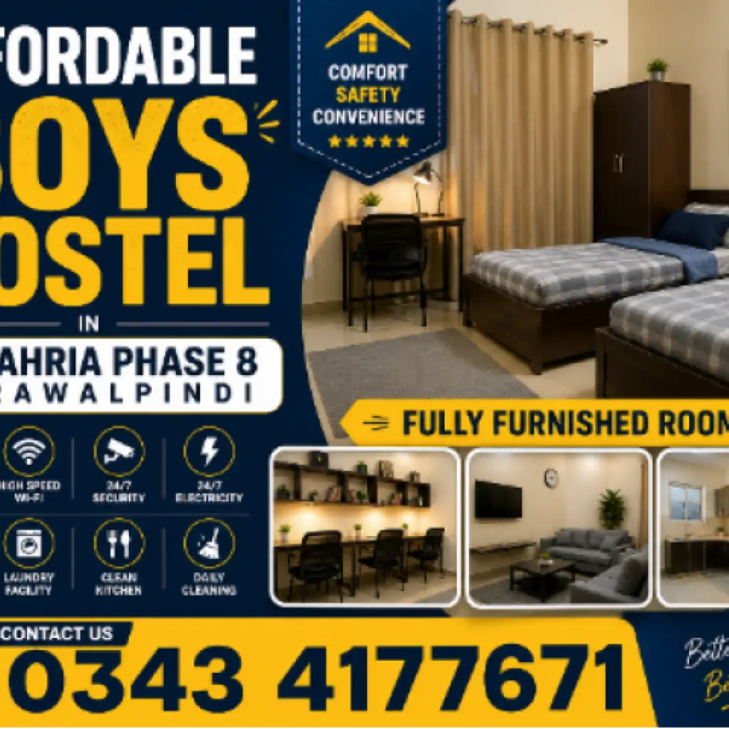 Affordable Boys Hostel in Bahria Phase 8 Rawalpindi | Fully Furnished Rooms