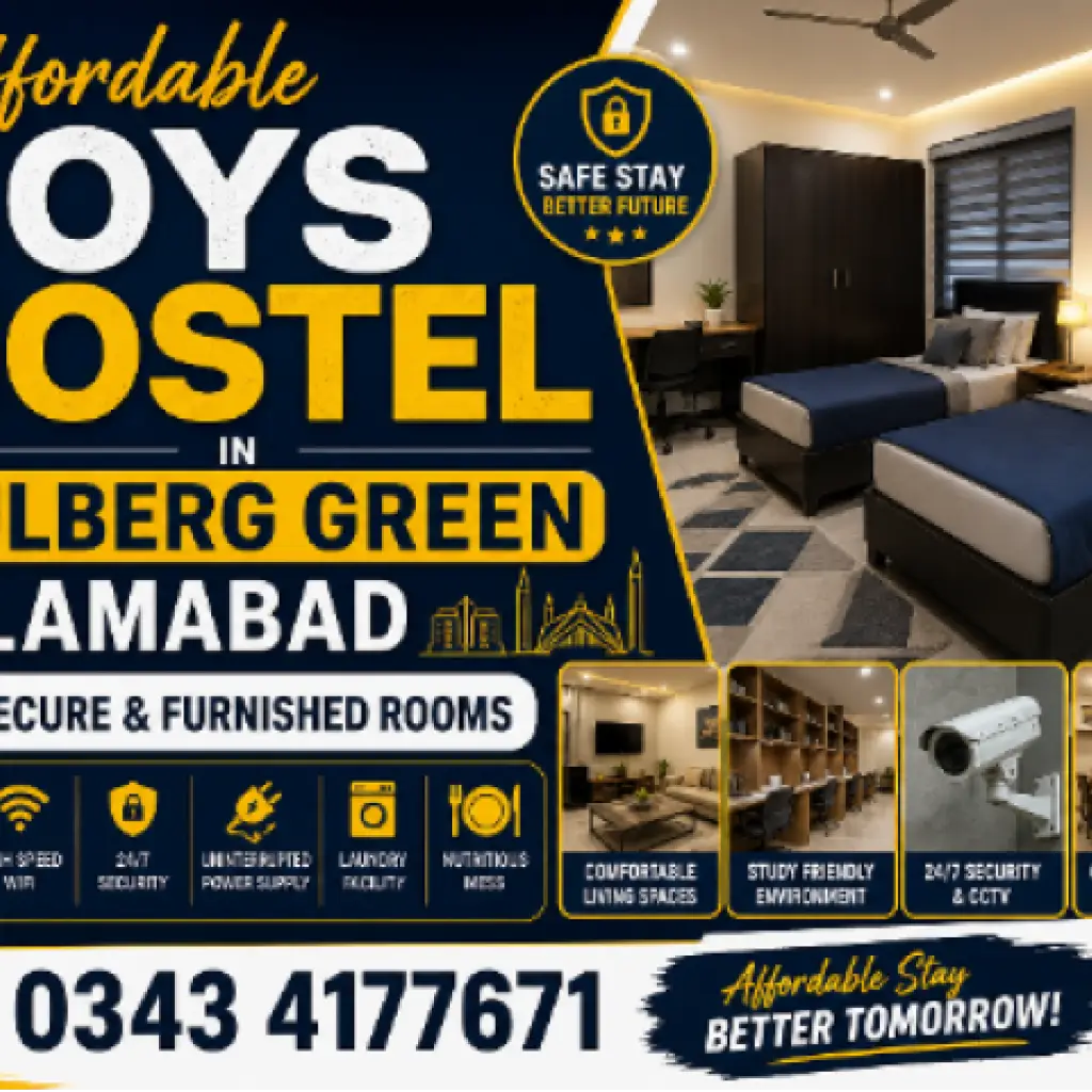 Affordable Boys Hostel in Gulberg Green Islamabad | Secure & Furnished Rooms
