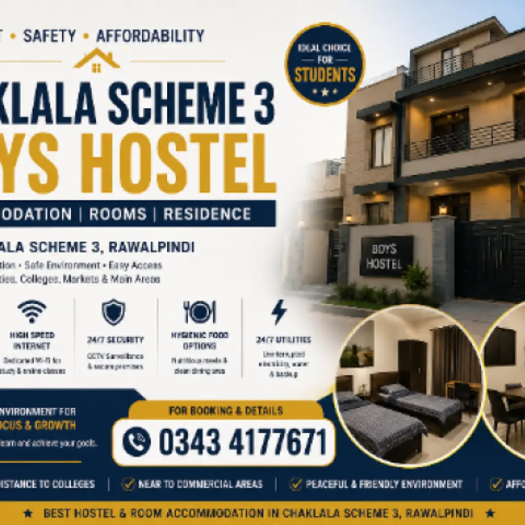 Secure Boys Residence in Chaklala Scheme 3 Near Saddar Rawalpindi