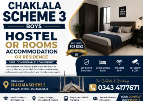 Top Boys Hostel in Chaklala Scheme 3 Rawalpindi – Budget Friendly Stay