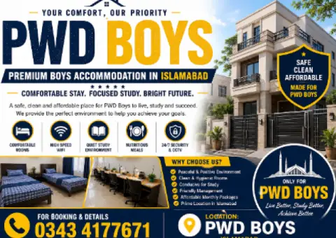 PWD Islamabad Boys Residence – Comfortable Hostel Near Islamabad Expressway