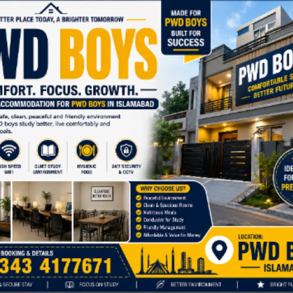 Secure Boys Hostel in PWD Islamabad with Furnished Rooms