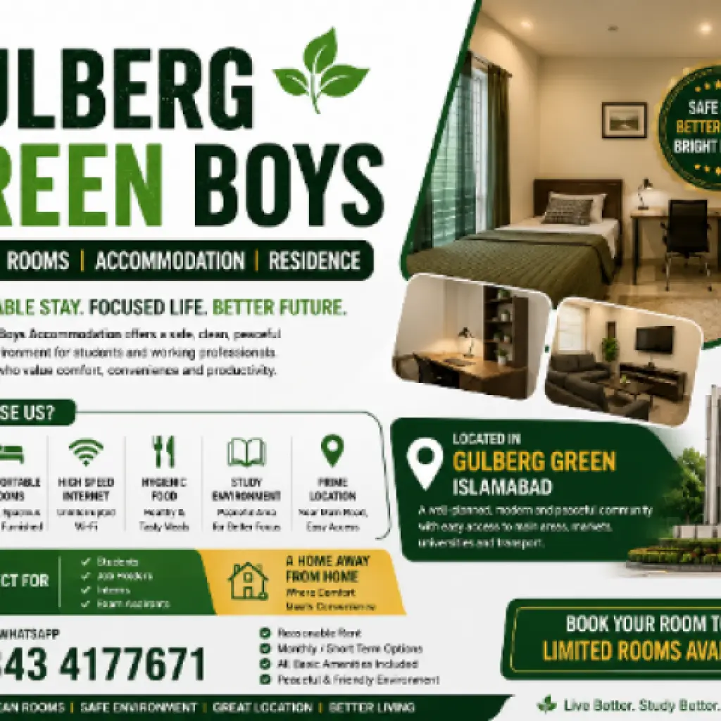 Best Boys Residence in Gulberg Green Islamabad with Modern Facilities
