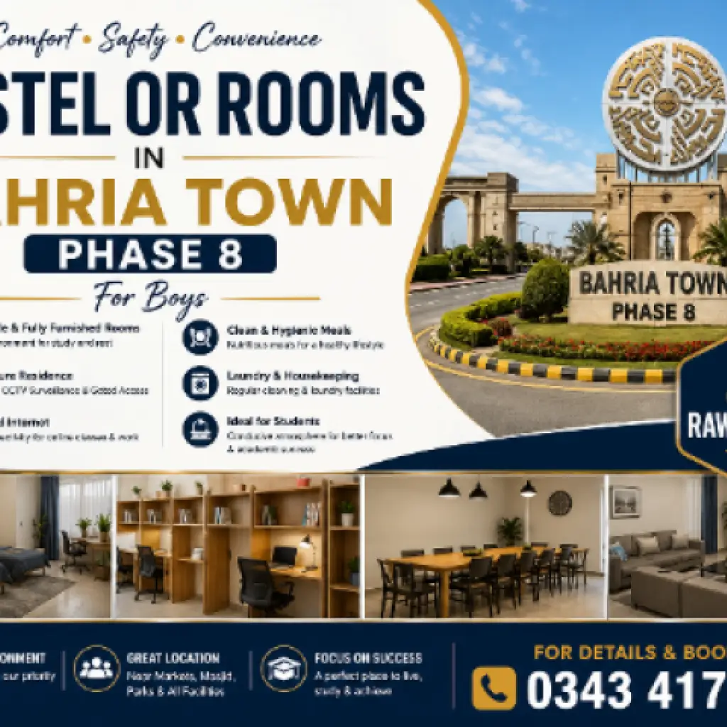 Bahria Town Phase 8 Boys Hostel Rawalpindi – Affordable Furnished Rooms