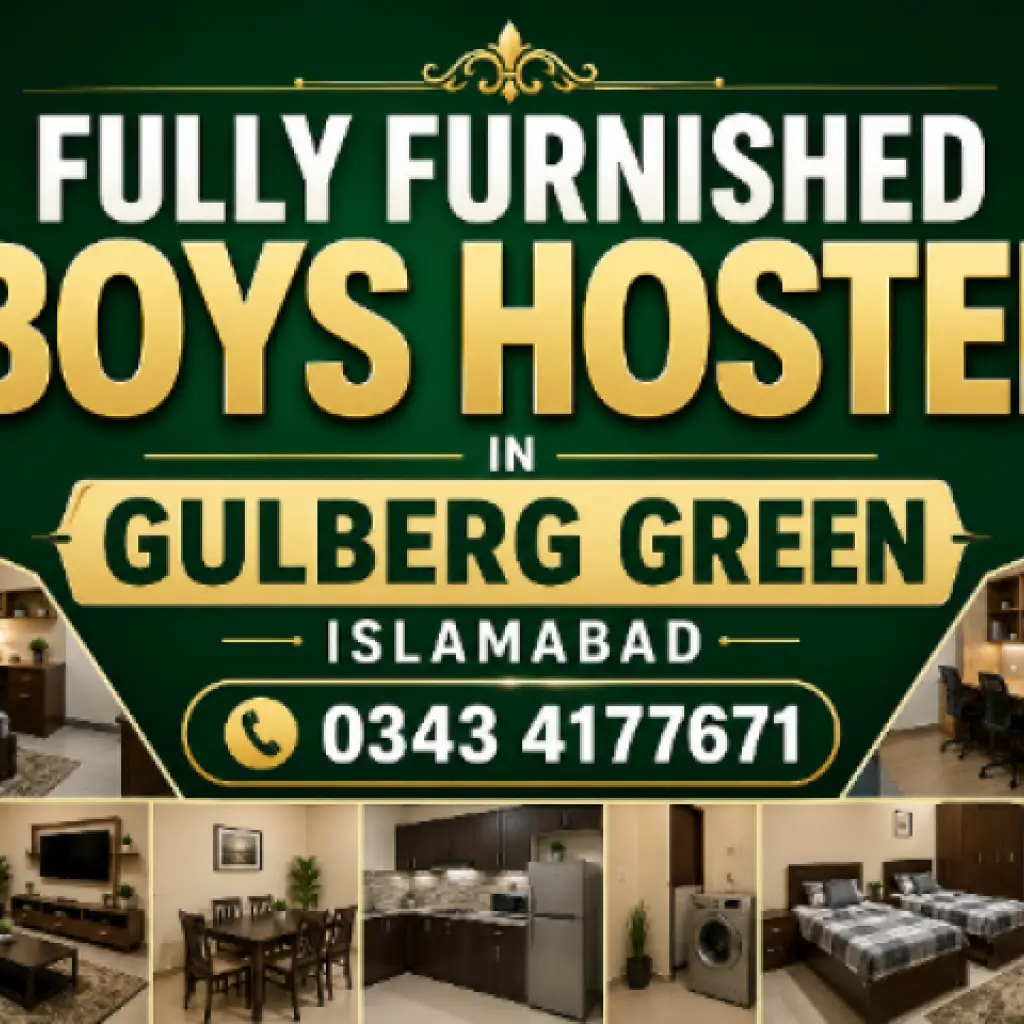 Fully furnished Boys Hostel in Gulberg Greens Islamabad