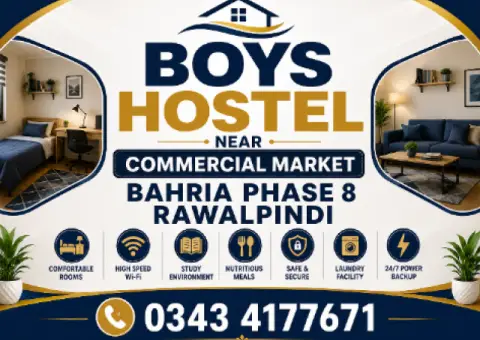 Boys Hostel near Commercial market Bahria phase 8 Rawalpindi