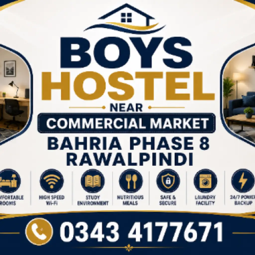 Boys Hostel near Commercial market Bahria phase 8 Rawalpindi
