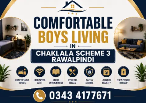 Comfortable Boys Living in Chaklala Scheme 3 Rawalpindi