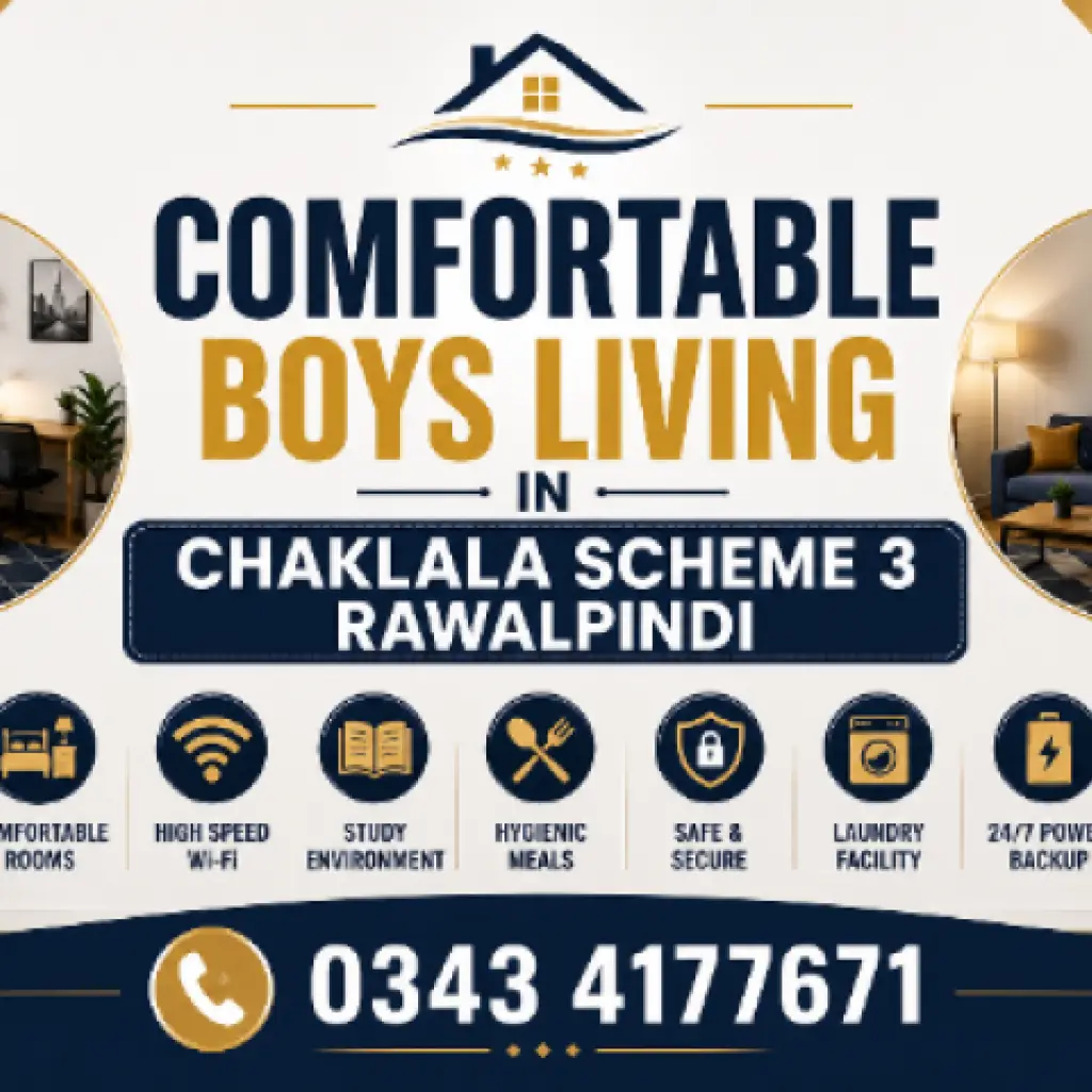 Comfortable Boys Living in Chaklala Scheme 3 Rawalpindi