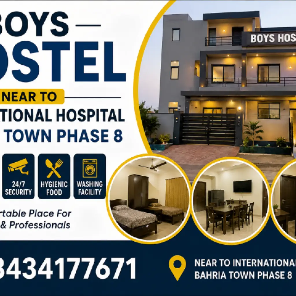 Boys Hostel near to international hospital bahria Town phase 8