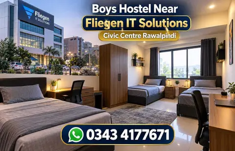Boys Hostel near Fliegen IT Solutions civic Centre Rawalpindi