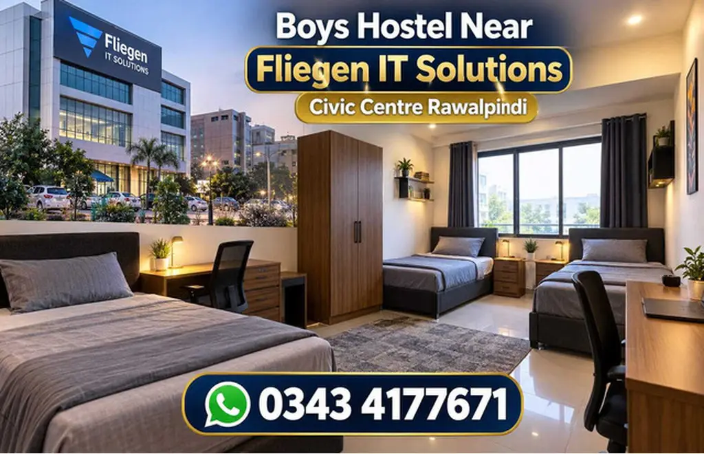 Boys Hostel near Fliegen IT Solutions civic Centre Rawalpindi